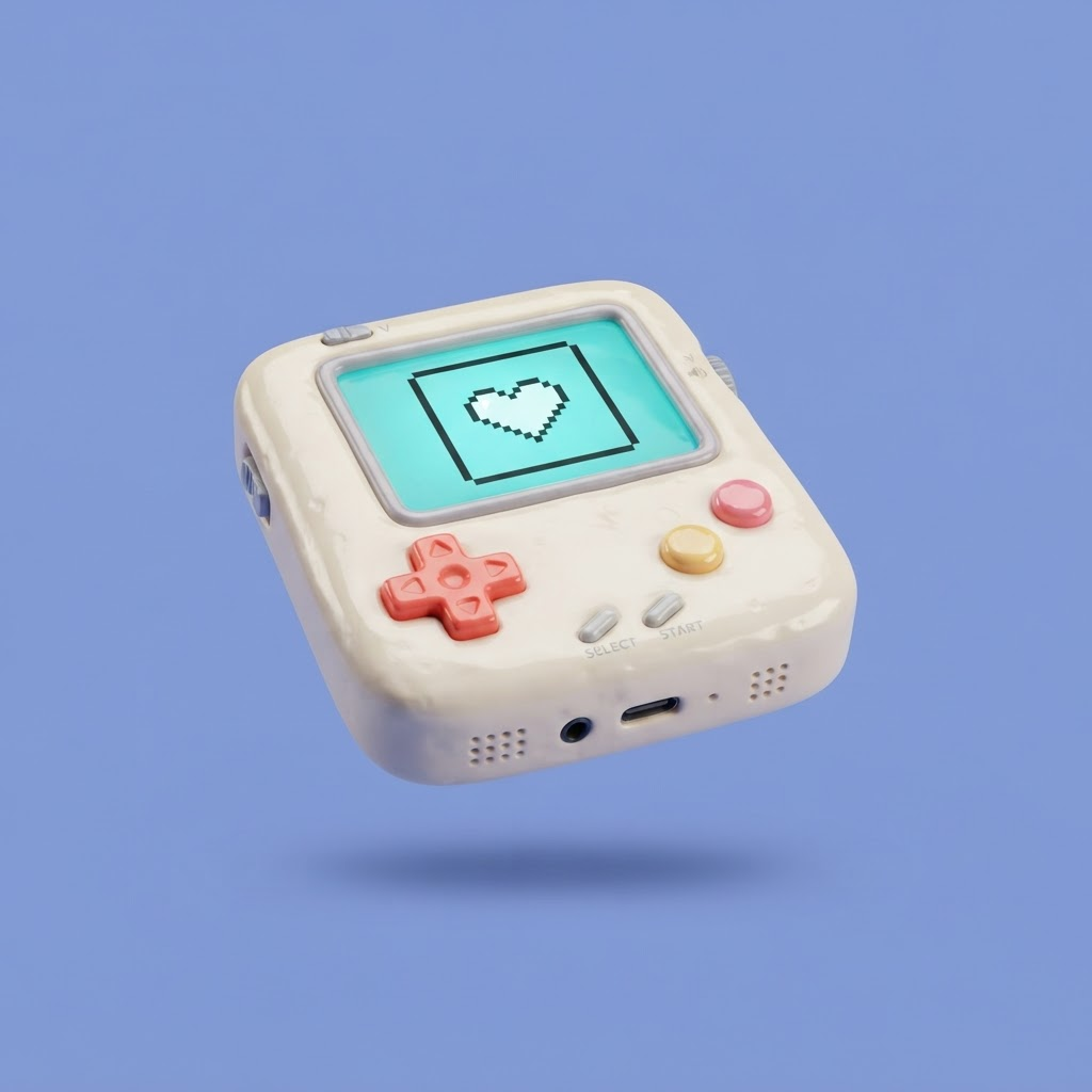A cute retro handheld console representing the test run demo